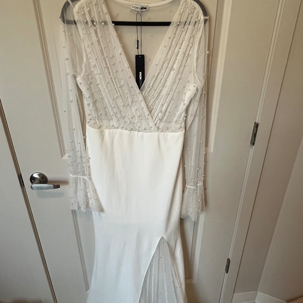 Fashion Nova Pearl White Dress